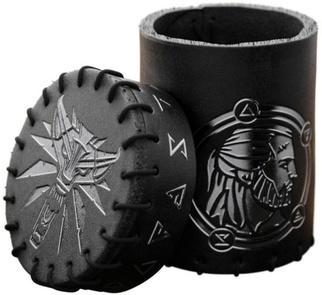 Шейкер для кубиков The Witcher Dice Cup. Geralt - Sword of Destiny кожаный с крышкой